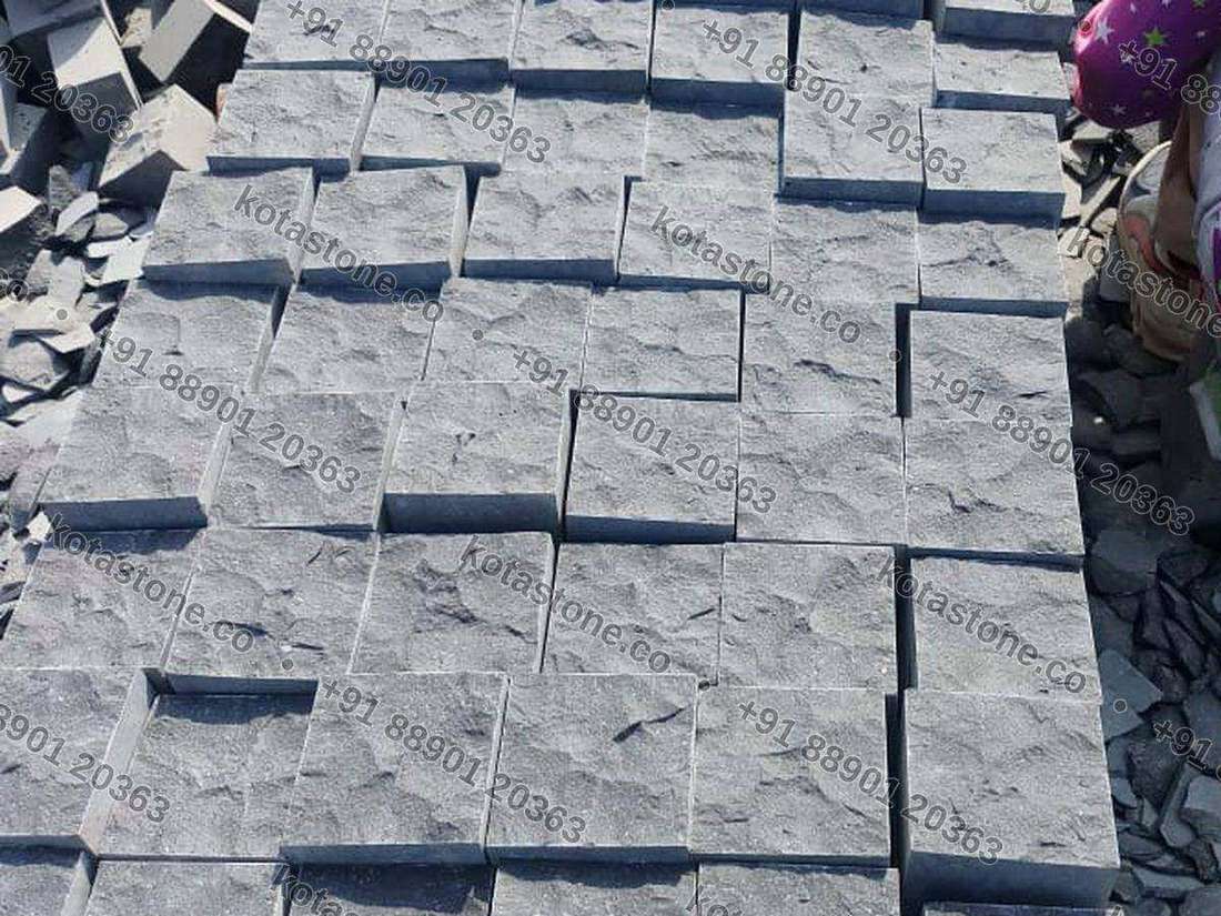 Basalt cobbles being set out