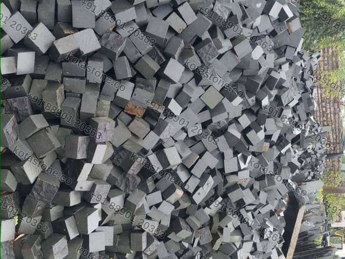 Black basalt cobble stock