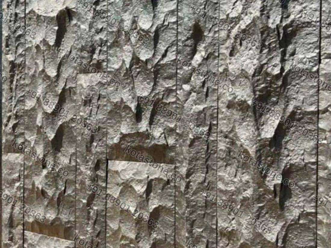 Rock-faced basalt planks on quarry chips