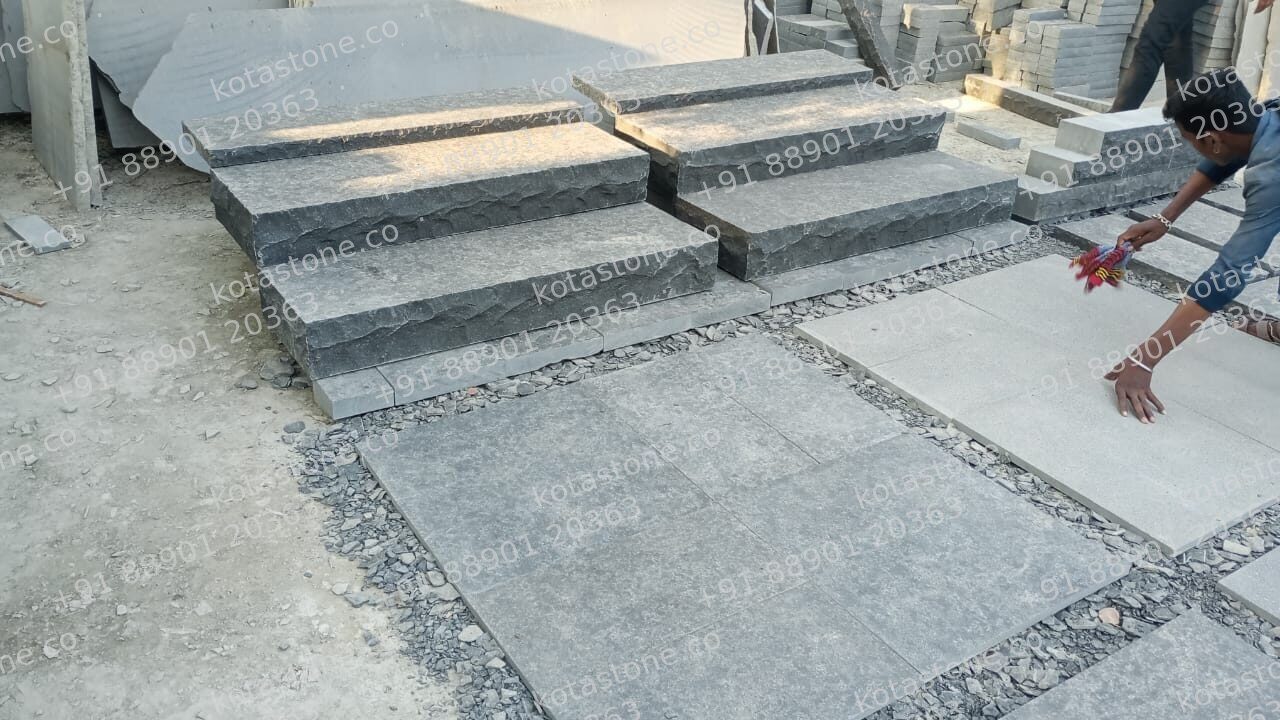 Basalt steps, rock-faced risers