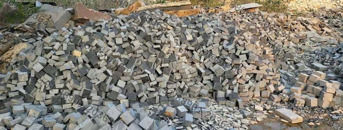 Cobble stock piled at the yard