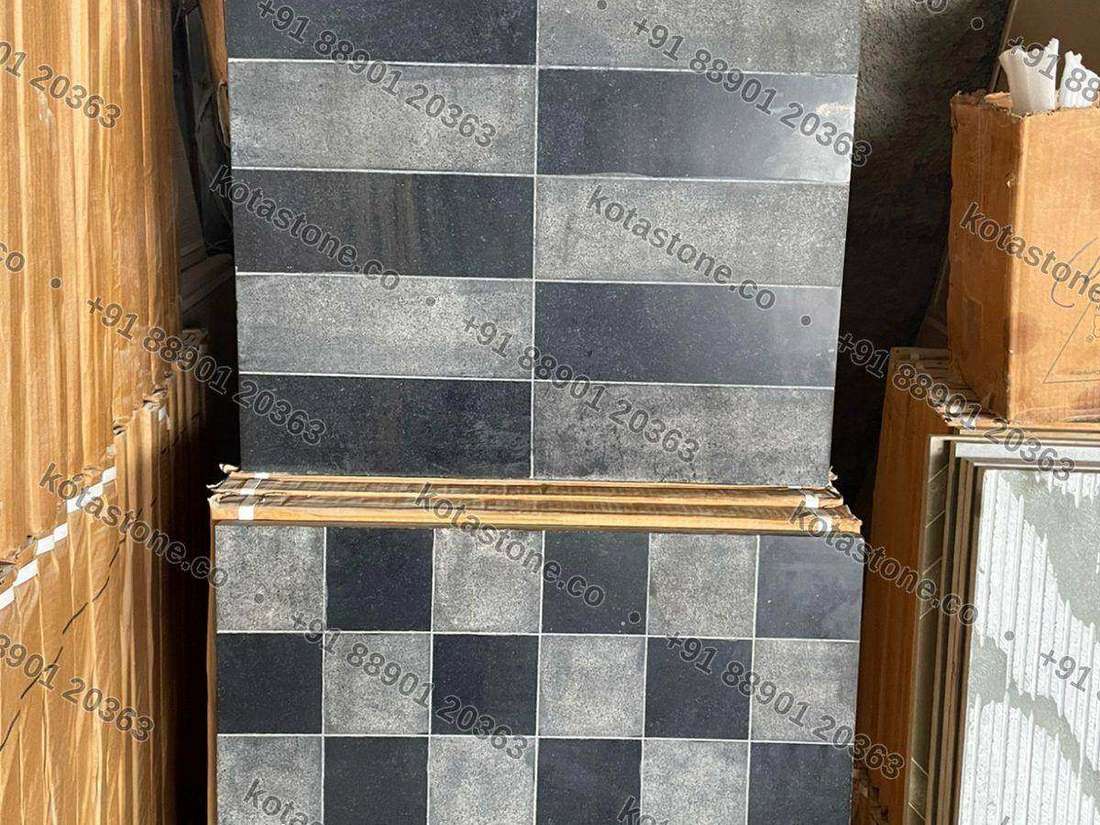 Checkerboard, black and grey — designer tile board at our unit