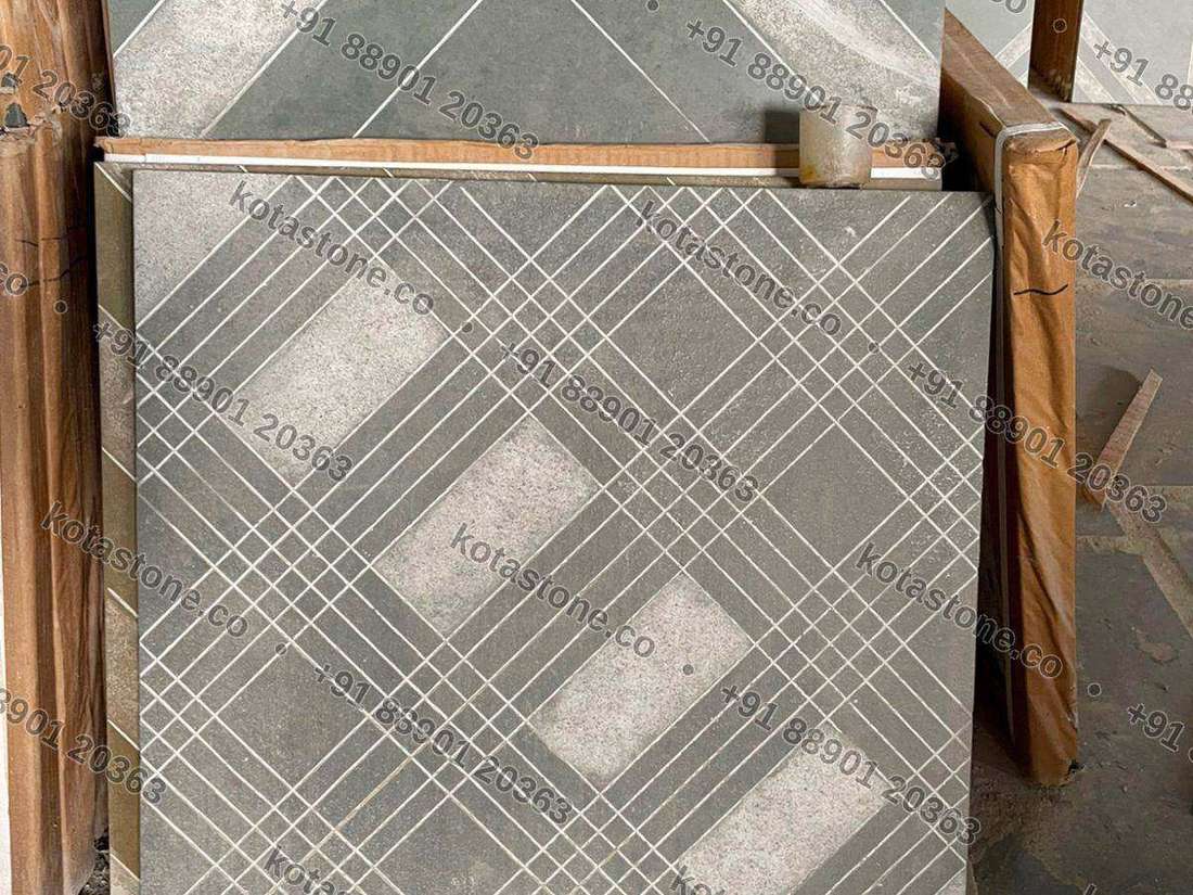 Diagonal line pattern, pale grey — designer tile board at our unit