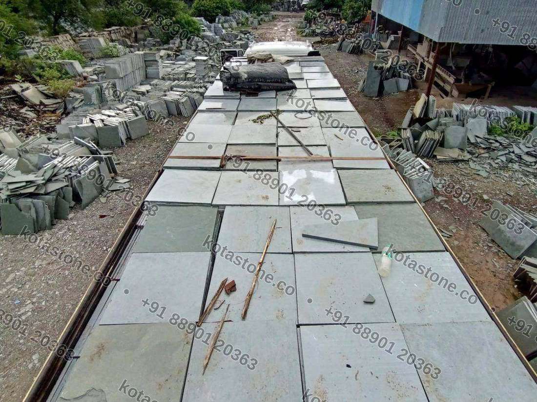 Kota stone being loaded for dispatch at our yard in Ramganjmandi