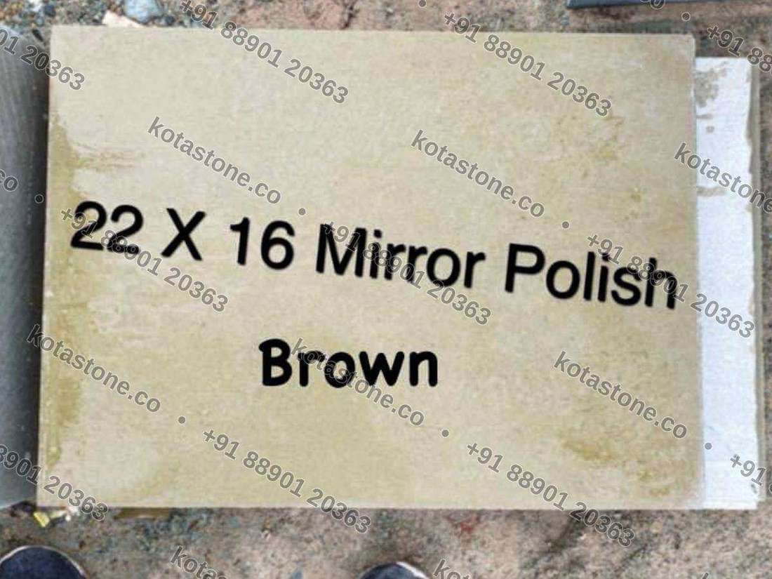 Brown Kota slab marked 22 by 16 mirror polish