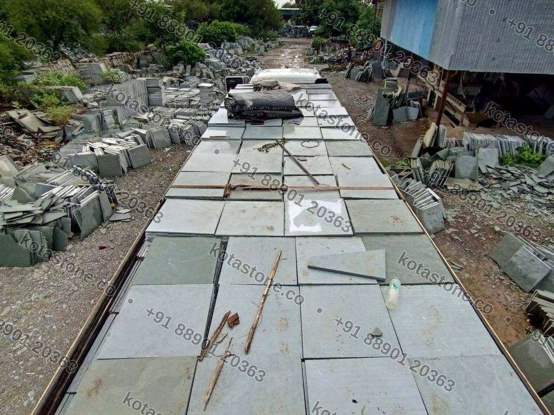 Loading Kota slabs at the yard