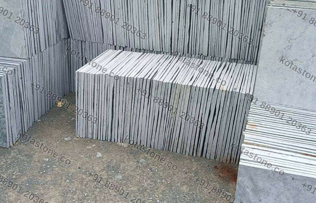 Diamond Medium Kota Stone stacked at the yard