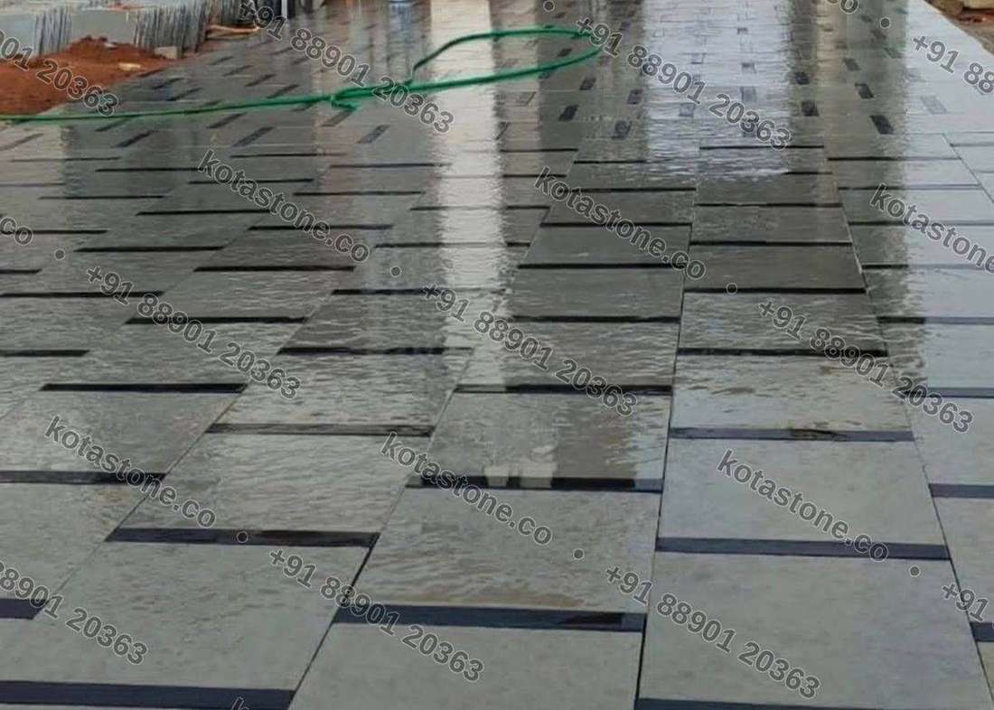 Laid Kota floor with dark banding, washed down